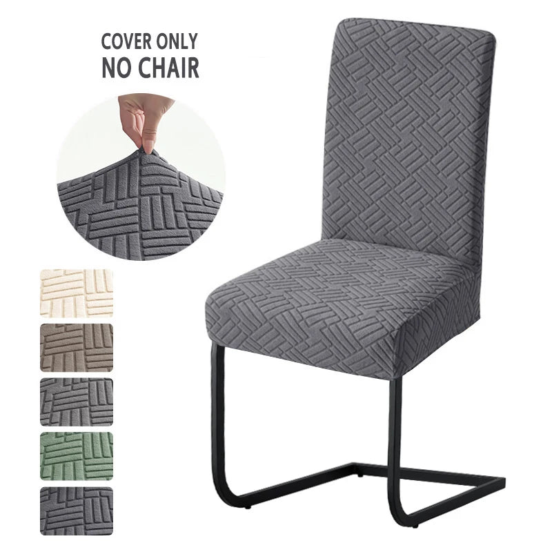 housse chaise moderne gris clair motif géométrique spandex polyester extensible ajustable