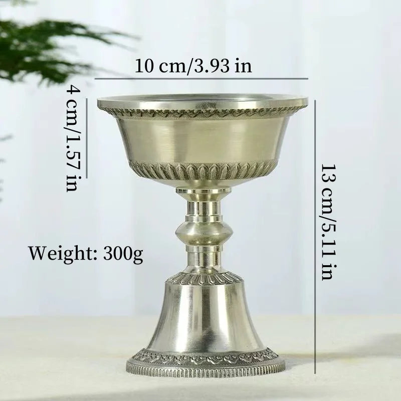 lampe huile cuivre gravé bougie sainte ghee ornement religieux classique vintage floral