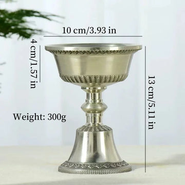 lampe huile cuivre gravé bougie sainte ghee ornement religieux classique vintage floral