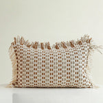 housse coussin polyester géométrique marron beige blanc moderne 30x50cm decoration intérieure