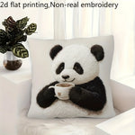 housse coussin carré panda polyester blanc imprimé maison salon chambre voiture