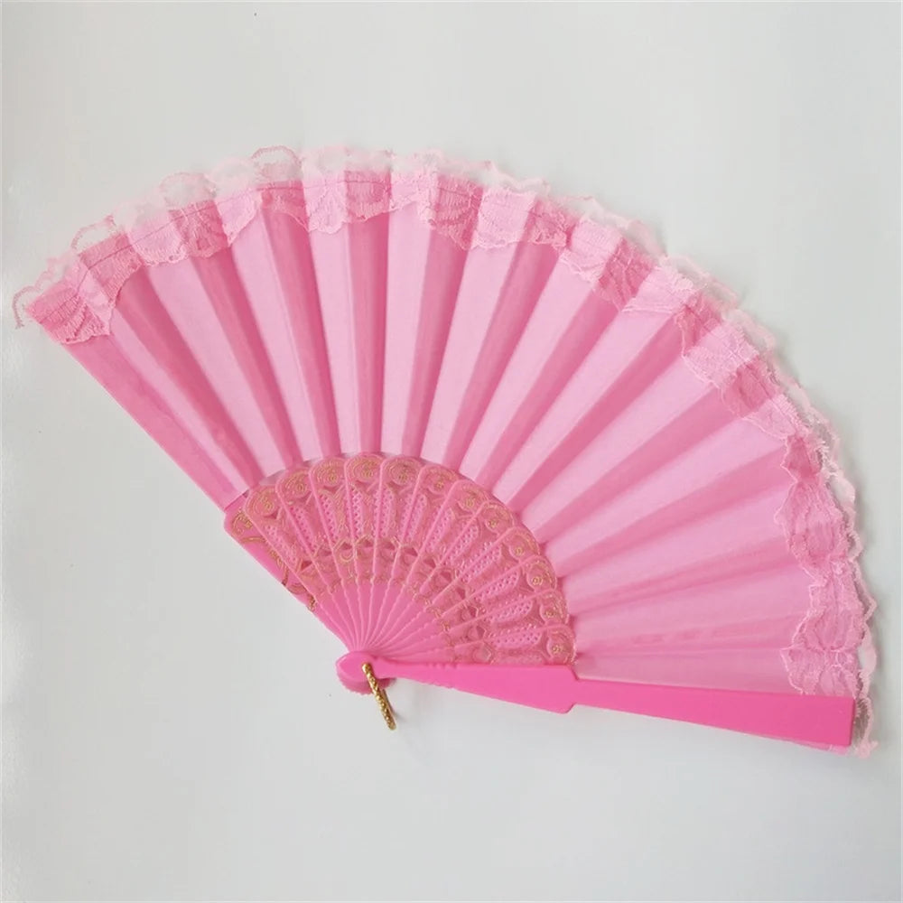 éventail pliant soie dentelle violet bleu noir rose vert rouge classique élégant anneau métallique