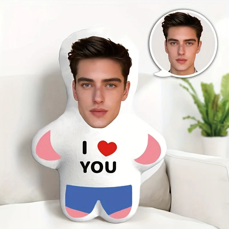 coussin personnalisable imprimé i❤️you rayures moderne blanc rose bleu noir