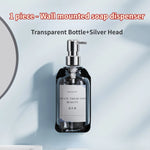 distributeur savon mural rechargeable sans poinçonnage moderne transparent noir étiquette blanche main shampoing gel