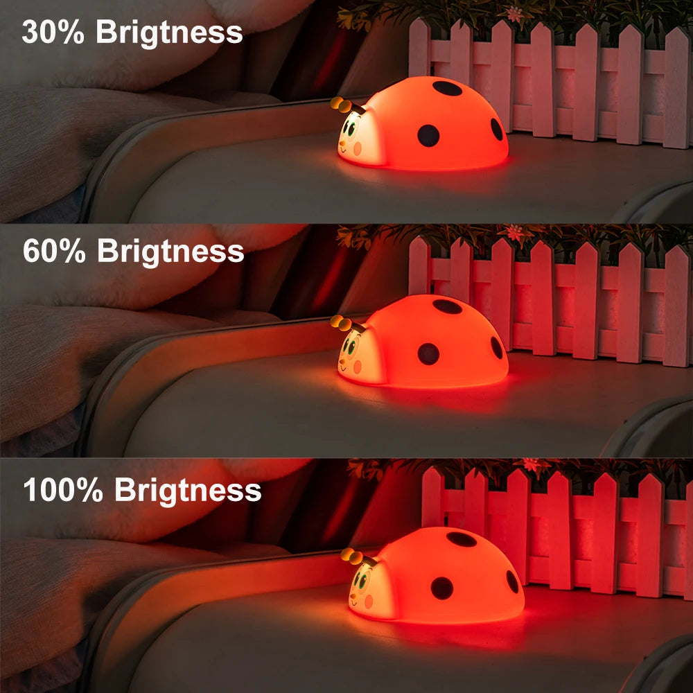 veilleuse led rgb coccinelle rouge enfantin batterie rechargeable tactilesleeping lights ambient reading