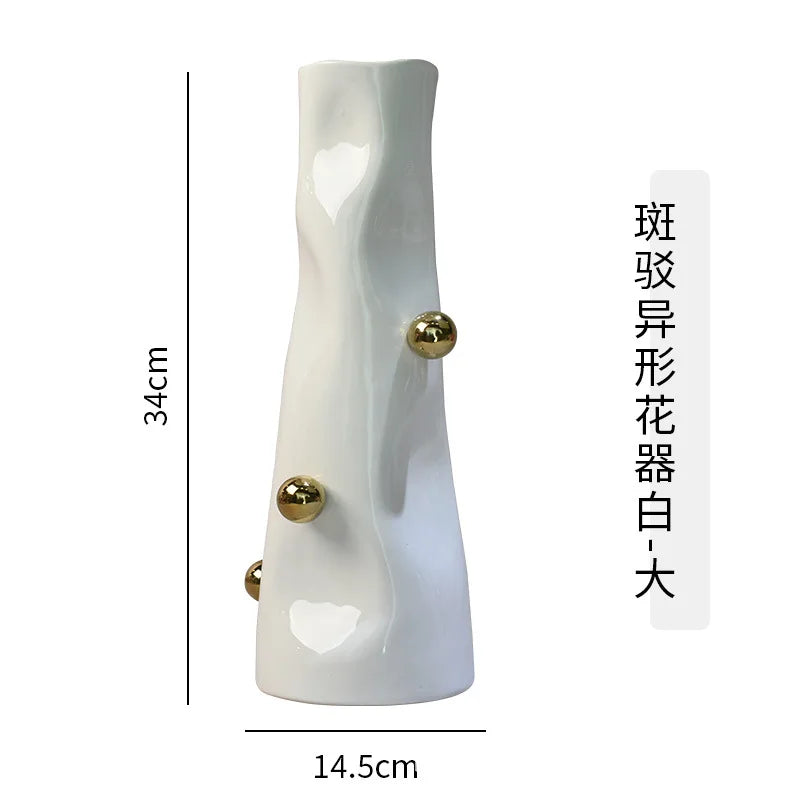 vase moderne résine or blanc argent vis fixé table ornement déco maison