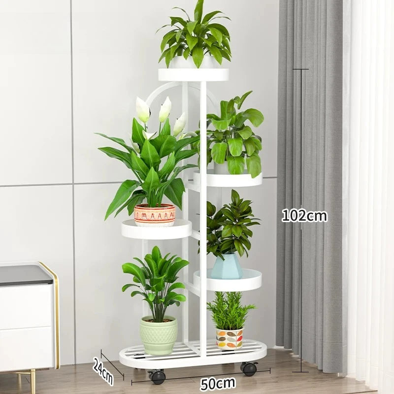 étagère fleurs métal moderne niveaux roulettes or blanc noir minimalistes