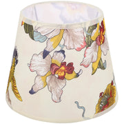 abat jour tissu floral motifs oiseaux blanc cassé rouge jaune bleu vert vintage
