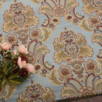 tissu polyester floral brocart beige marron bleu clair classique élégant hautement absorbant opaque mètre