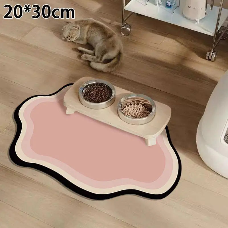 tapis moderne antidérapant gris noir blanc bol animal absorption confortable