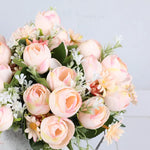 décoration intérieure bouquet fleurs artificielles roses blanches feuilles vertes modernes 29cm 3pcs