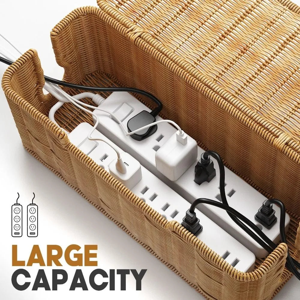 organisateur câbles blanc moderne rangement prise électrique stockage respectueux environnement utilisation multiple empiilable fentes