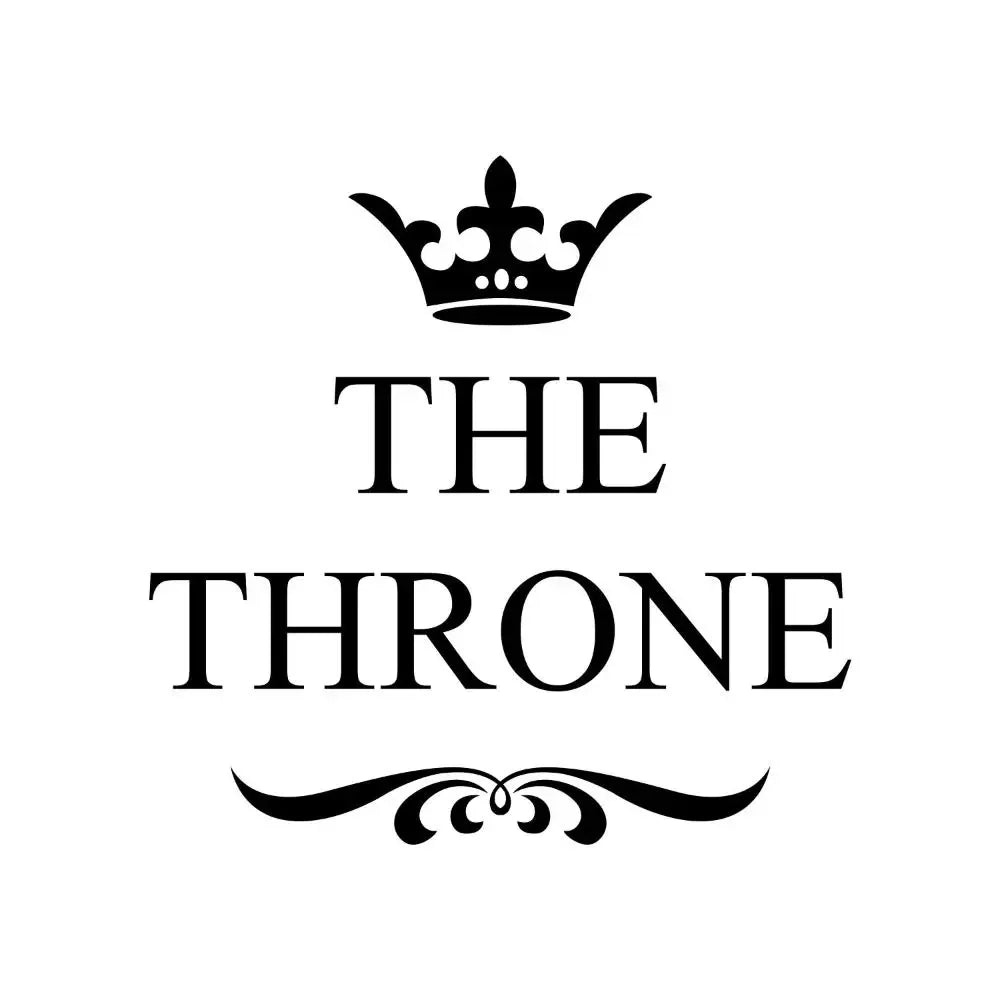 autocollant mural classique couronne letters the throne adhésif élégant décoration salle bains blanc noir