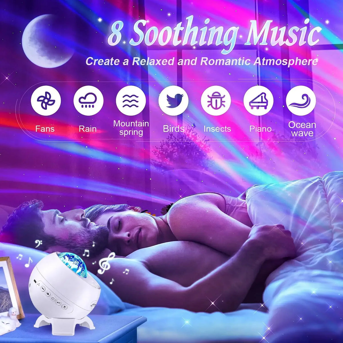 Projecteur galaxy avec bruits blancs pour chambre adulte