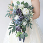 Bouquet de fleurs artificielles bleues en soie pour décoration intérieure
