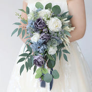 Bouquet de fleurs artificielles bleues en soie pour mariage et décoration intérieure - Ombre Interieur