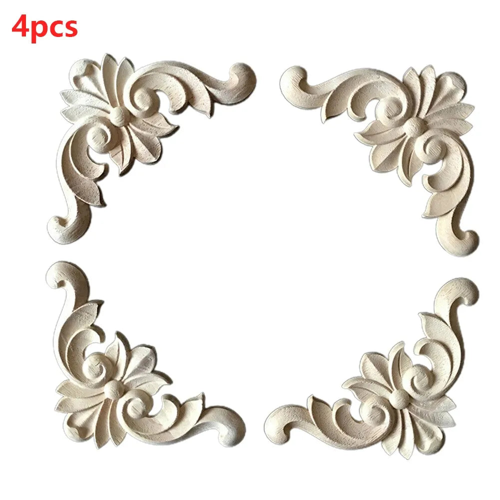 appliques decoratives bois floral sculptees dorées baroques set pieces 20cm