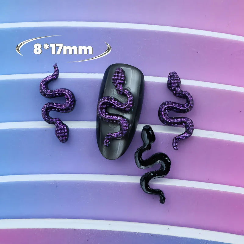 serpents relief glitter noirs dorés verts bleus violets opaques 8*17mm occasion noël