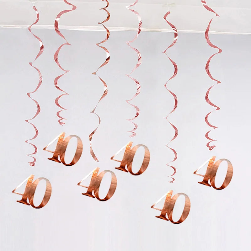 décoration anniversaire guirlande spirale rose doré moderne fête 21 30 40 50 années