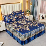 Ensemble de lit 3 pièces bleu royal détaillé montrant la texture