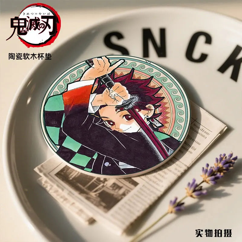 coasters céramique démon slayer multicolores illustrations personnages opaques art illustratif