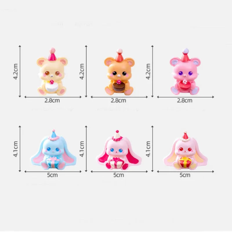 décoration gâteau résine lapin ours fée kawaii cartoon anniversaire 14+ orange rose beige bleuclair