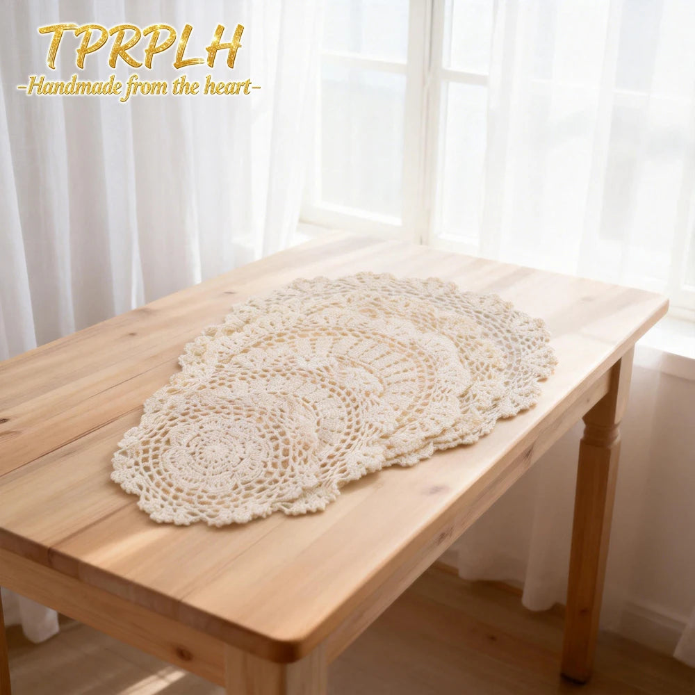serviettes table crochet motif floral serviettes traditionnelles artisanales 20cm 25cm 40cm couleur beige clair