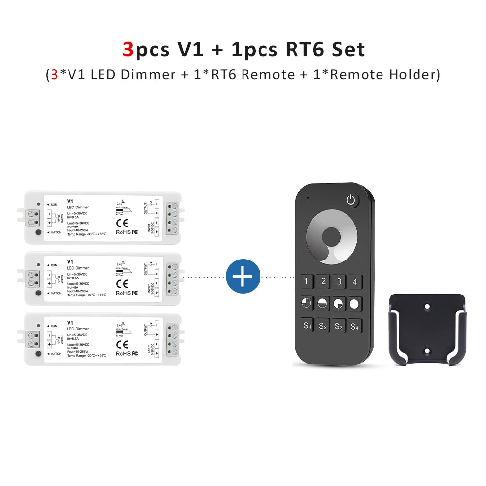 dimmer led kit zones télécommande sans fil remote controleur bande led push switch alimentation