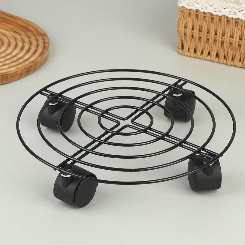support plantes intérieur métal noir industriel quatre roues mobile plateau pots fleurs robuste angle