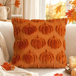 taies d'oreiller citrouille orange beige motifs imprimés jacquard doux polyester opaques maison