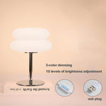 lampe table moderne abat jour blanc pied argenté prise usb tricolore ambiance chambre étude