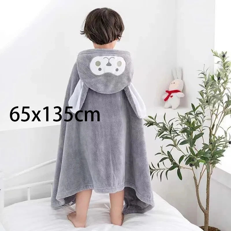 serviette bain enfant brodée dessin animé microfibre rose clair douce confortable