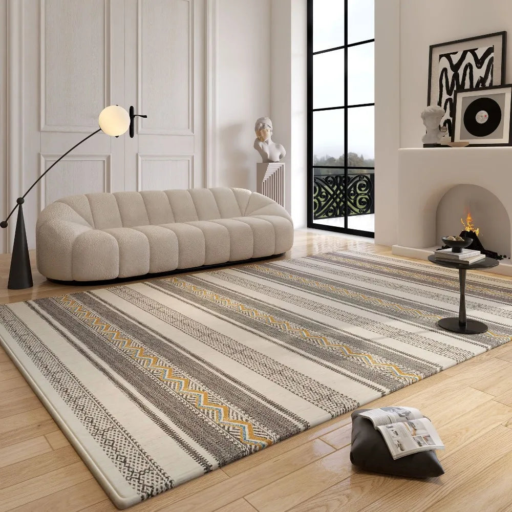 tapis multicolore carreaux géométriques moderne salon chambre extérieur polypropylène polyester lavable main machine