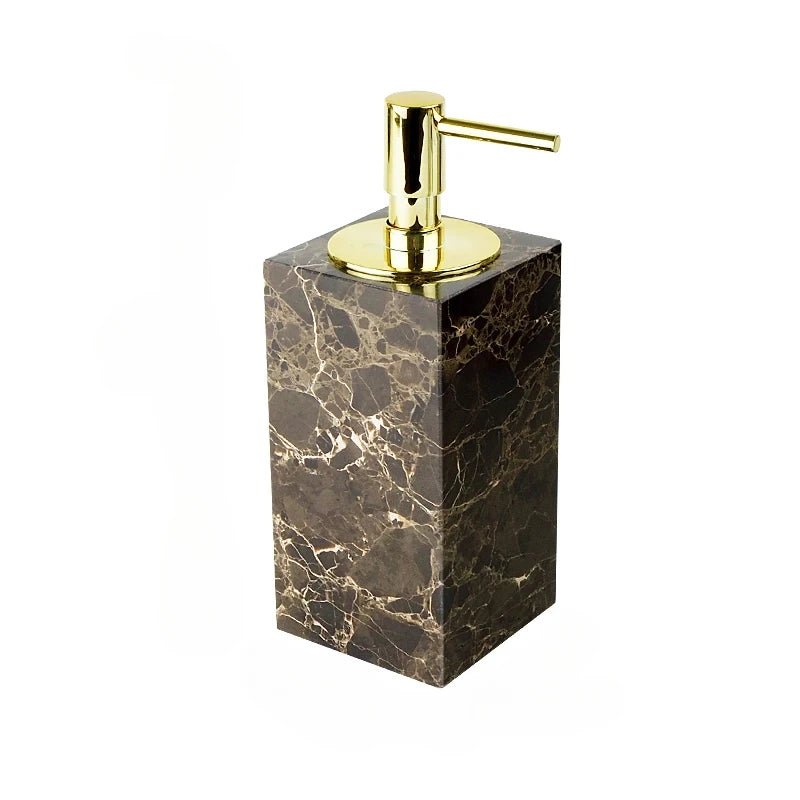 ensemble salle bain marbre distributeur savon porte savon diffuseur huiles essentielles noir doré