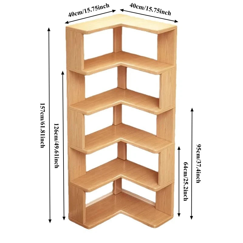 étagère d'angle bois naturel moderne étagère rangement bois multiétagée assemblage maison contemporaine