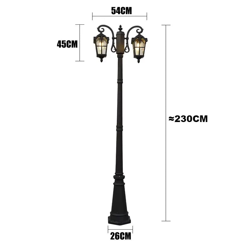 poteau lumineux vintage noir ip65 led éclairage public moderne cour jardin park lumière imperméable