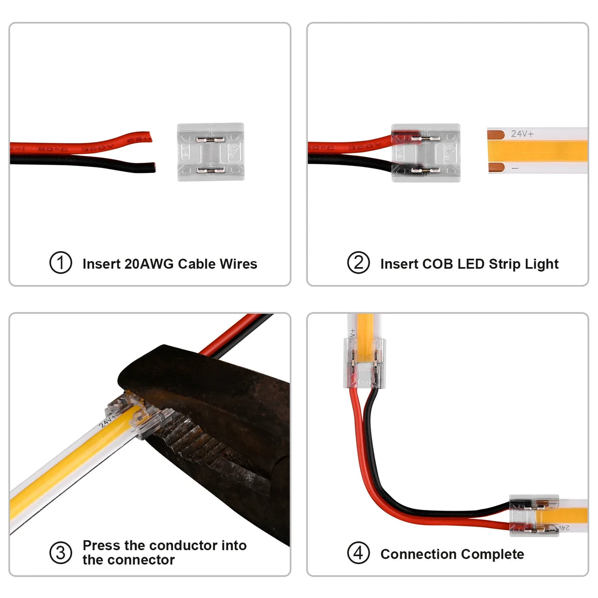 connecteurs led transparents 8mm 10mm ip20 moderne non étanche 12 pièces