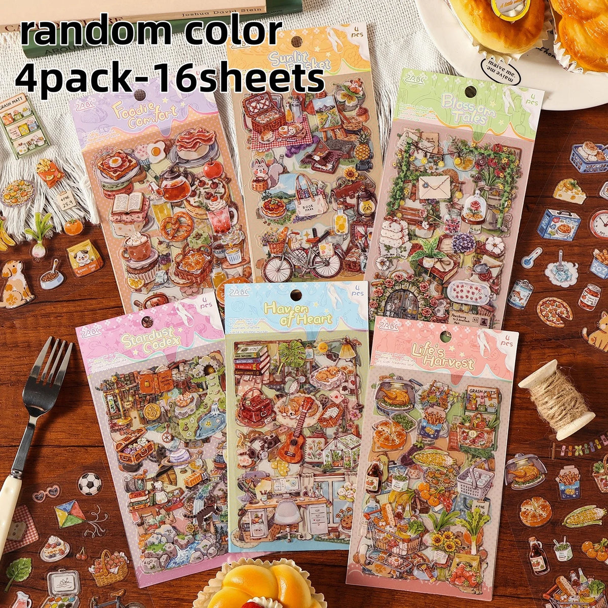 sticker mignon multicolore animaux fruits fleurs pique nique détails illustré clips boisscrição automática aqui
