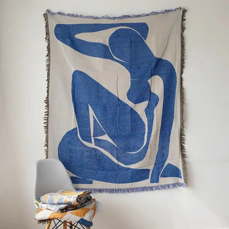 couverture décontractée lit polyester coton motif matisse abstrait fleurs personnages voyage