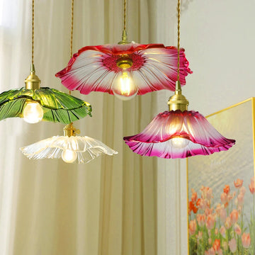 lampe suspendue verre translucide fleurs motif moderne luminaire salon chambre décoratif