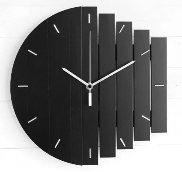 horloge murale bois abstraite moderne visage unique fixations sans tic tac