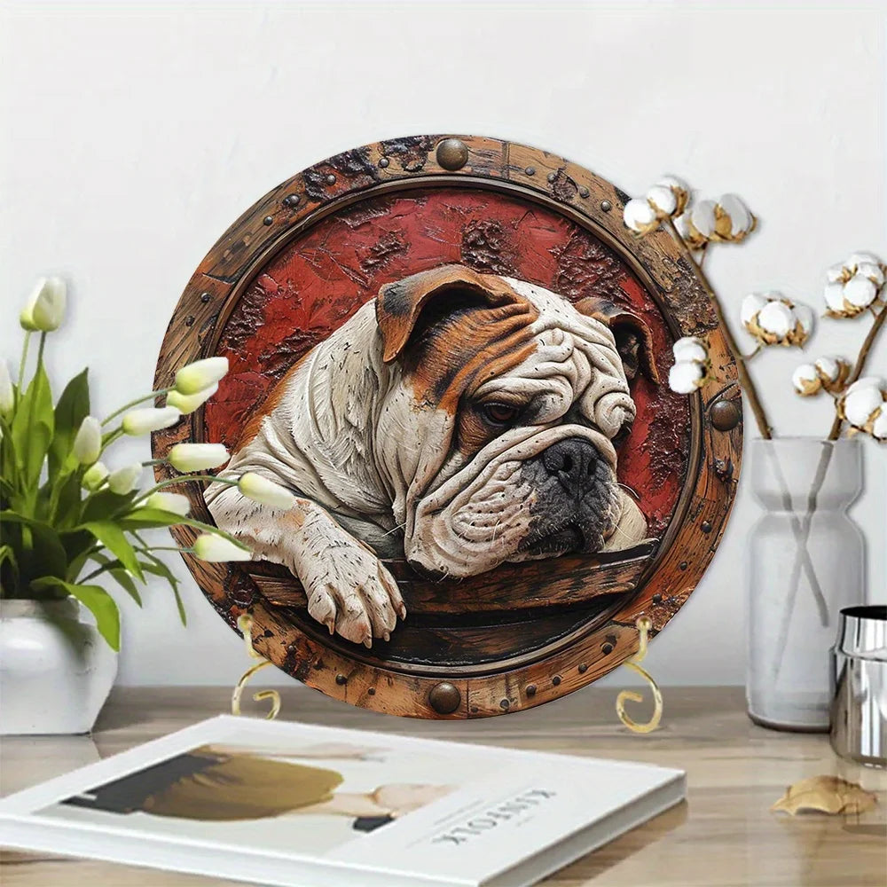 décoration murale plaque chiens relief artisanal clips métalliques couleur marron noir