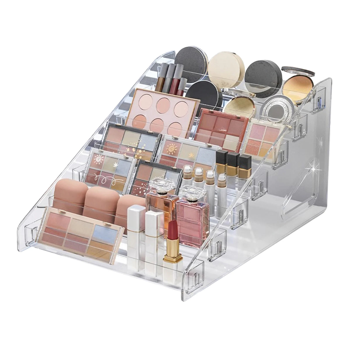organisateur maquillage transparent palette fards crème yeux rouge lèvres fond teint poudre compacte outils