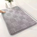 tapis bain gris clair rayures horizontales coton doux moderne absorbant