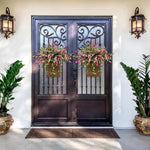 panier suspendu fleurs artificielles tressage fleur lavande rose vintage décoration entrée rustique contemporain chambre