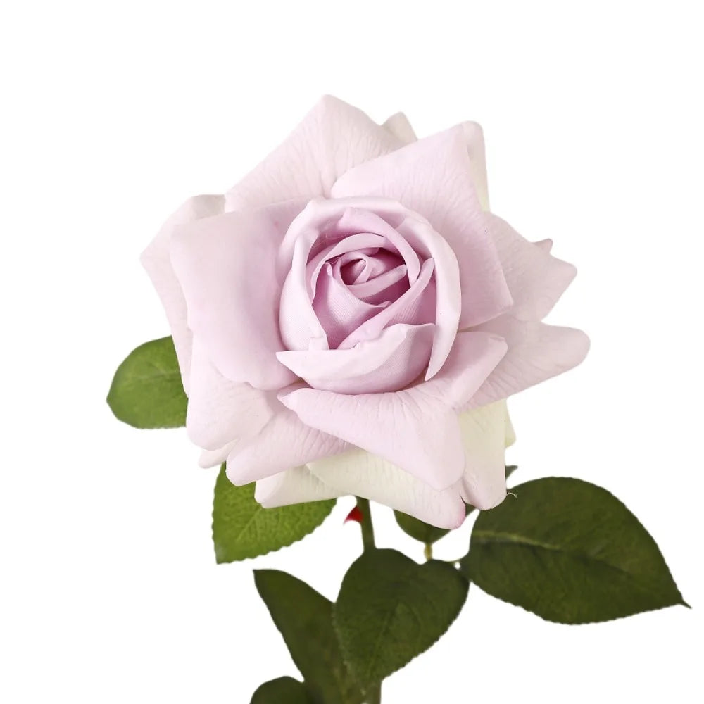 décoration intérieure vase transparent rose réaliste feuilles vertes anniversaire mariage
