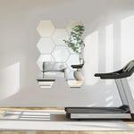 miroir hexagonal argenté adhésif moderne salle bain sport décoration porte 60 pièces