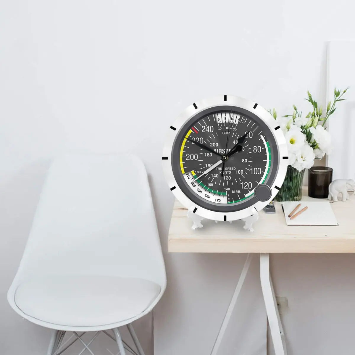 compteur vitesse mural classique quartz aiguille noir blanc vert jaune graduations vintage chambre salon