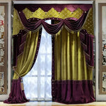 rideau velours violettes classique élégant fenêtre maison fleuri opaques