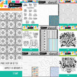 tampons pochoirs géométriques lettrage stylisé scrapbooking artisanal moderne lettres motifs décors adhésifs